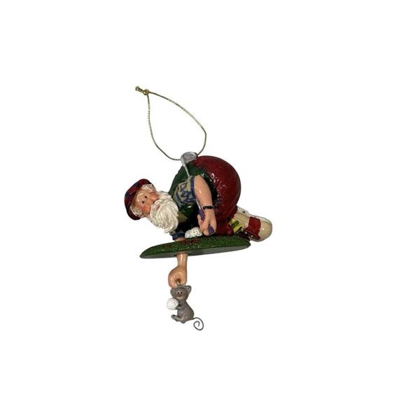 Kurt Adler Sports Santa Golf Christmas Ornament Hold In One Mouse Santa's World - Picture 1 of 6